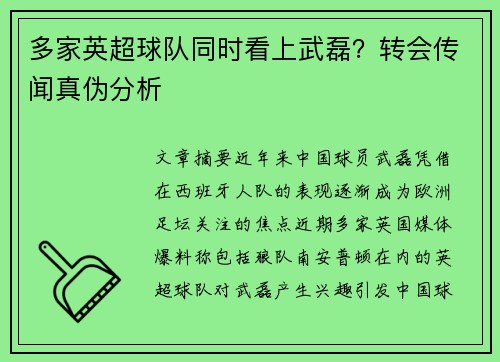 多家英超球队同时看上武磊？转会传闻真伪分析